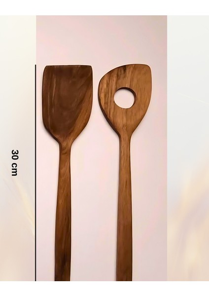 El Yapımı Ahşap 2 Li Ceviz Ağacı Pilav Kaşık Seti