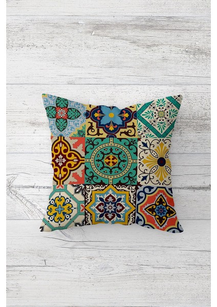 Patchwork Etnik Desen Çift Tarafı Baskılı Gizli Fermuarlı Yastık Kılıfı Kırlent Koltuk Yastık Kılıfı