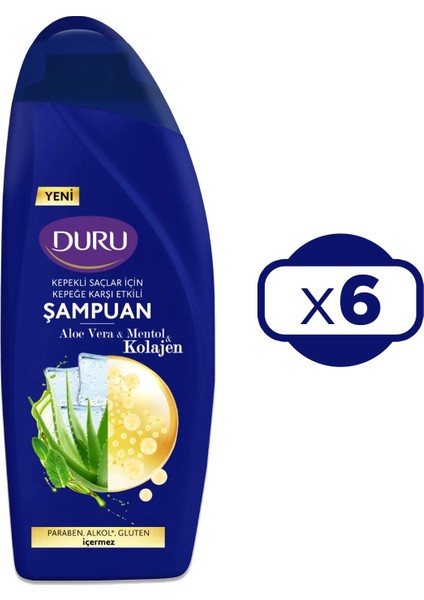 Aloe Vera&mentol&kolajen Kepeğe Karşı Etkili Şampuan 6 x 500 ml