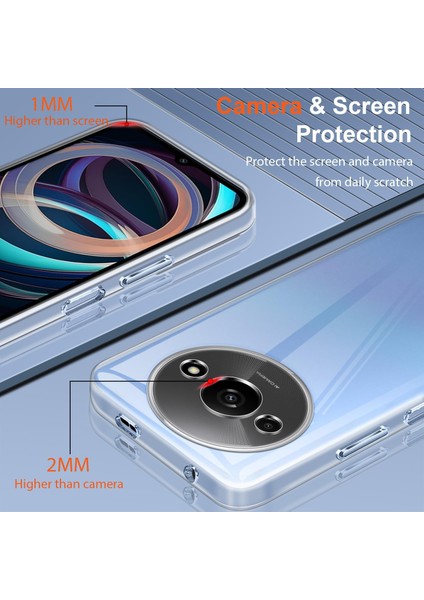 Xiaomi Redmi A3 Kılıf Kamera Korumalı Darbeye Dayanıklı Şeffaf Silikon + 9h Ekran Koruyucu Cam 2'li Set