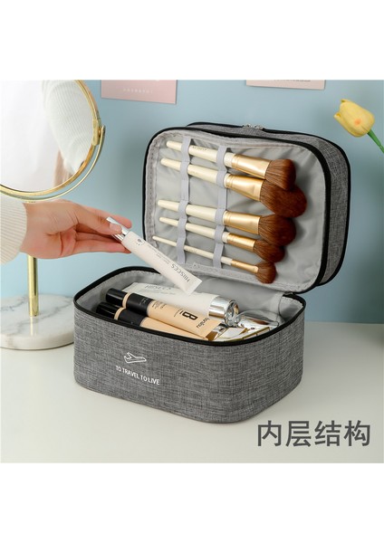 Çift Katmanlı Kozmetik Çantası Büyük Kapasiteli Kalınlaşmış Su Geçirmez Seyahat Saklama Çantası Şarap Kırmızısı (Yurt Dışından) modelleri