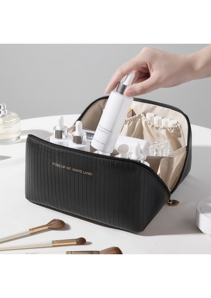 Kadınların Büyük Kapasiteli Taşınabilir Makyaj Çantası Siyah (Yurt Dışından)