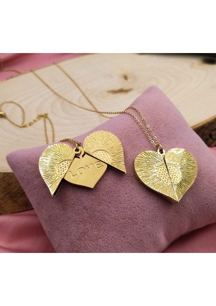 14K Altın Kaplama Çelik Açılabilir Kalp Kolye | Romantik Love Kolye | Altın 45 cm fırsatları