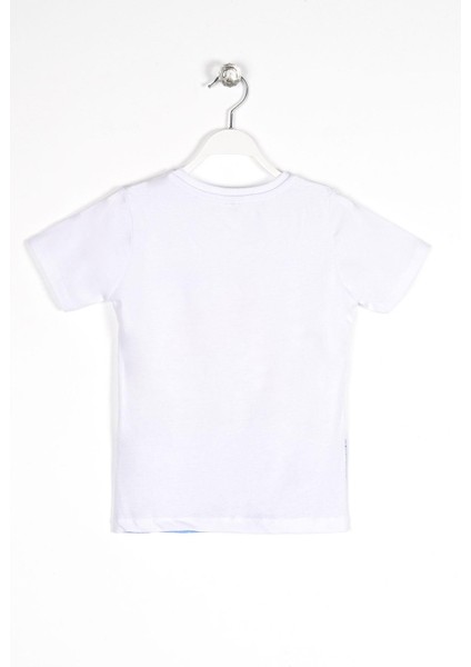 Bisiklet Yaka Kısa Kol Gemi Basılı Düğme Aksesuarlı Beyaz Renk Erkek Çocuk Tshirt fiyatları