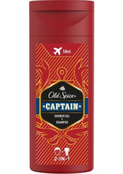 Old Spice Captain Duş Jeli & Şampuan 50 ml x 5 Adet