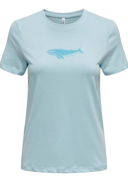 Only Onlbess Life Reg S/S Anımal Top Box Jrs.15189628 Mavi