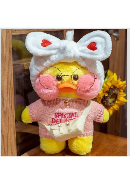 Lalafanfan Kawaii Sarı Renk Karikatür 30CM Ördek Peluş Doğum Günü Hediyesi Aksesuarlı Ördek modelleri
