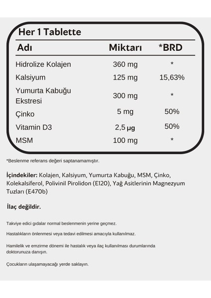 Yumurta Kabuğu Ekstresi, Hidrolize ve Vitaminler Içeren Komplex Gıda Takviyesi 30 Tablet Askoday Nem-Coll
