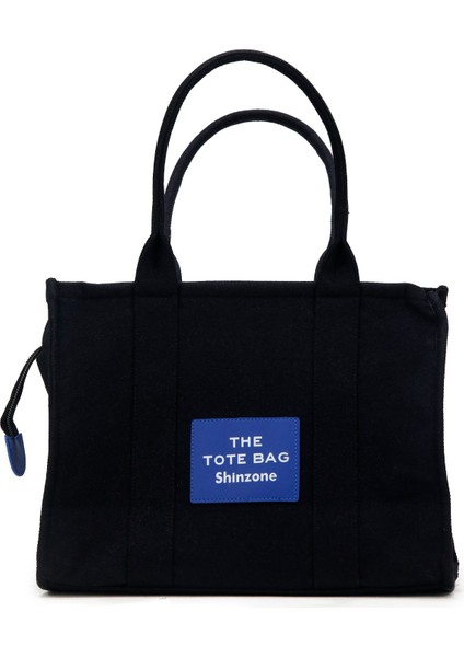 Kadın Soft Tote Bag Kanvas Siyah Saks Çanta
