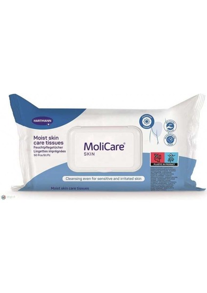 Hartmann Molicare Skin Nemli Cilt Bakım Mendili 50 Li*12 Paket