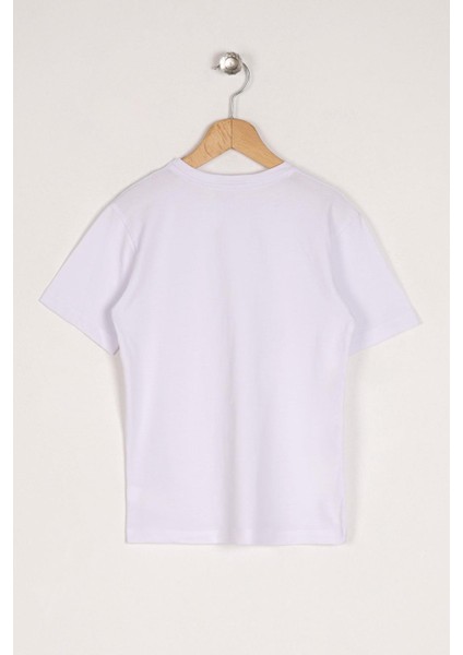 Bisiklet Yaka Kısa Kol Baskısız Beyaz Renk Kız Çocuk Tshirt fiyatları