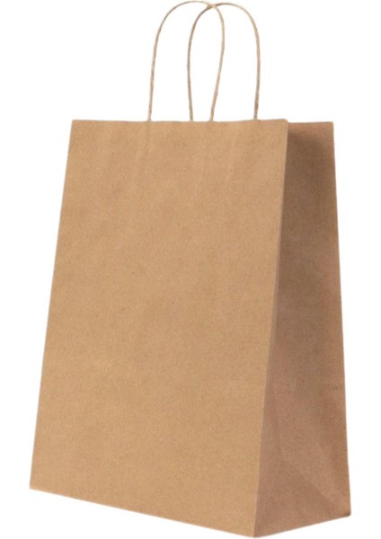 Burgu Saplı Kraft Kağıt Çanta 18X24X8CM 50 Adet fiyatları