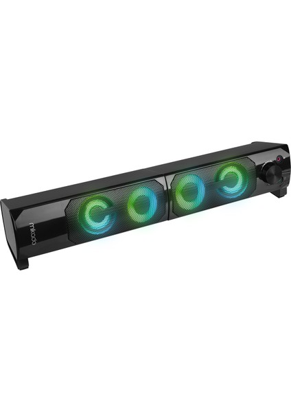 MD-S102 Rgb LED Işıklı Siyah USB Soundbar Speaker Bilgisayar Hoparlörü 2.0 3WX2CH Yatay/dikey Kullanım…