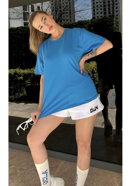 Kadın Baskısız Basic Pamuklu Oversize T-Shirt