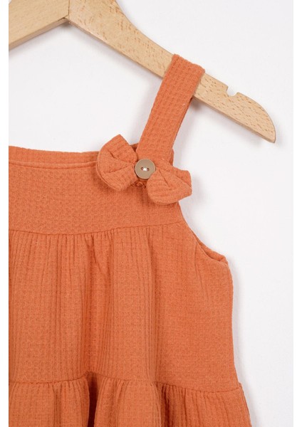 Fıyonk Detaylı Kiremit Renk Kız Cocuk Elbıse fiyatları