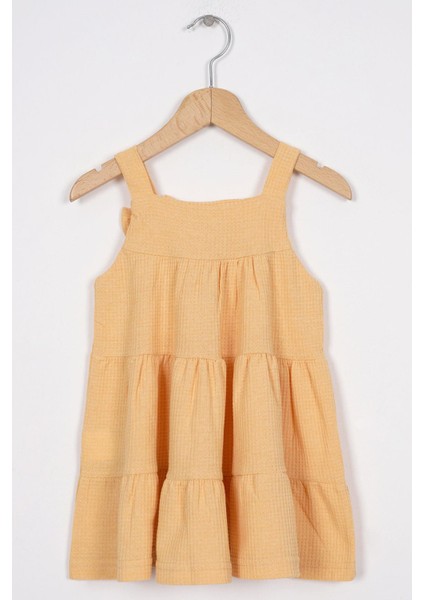 Fıyonk Detaylı Hardal Renk Kız Cocuk Elbıse modelleri