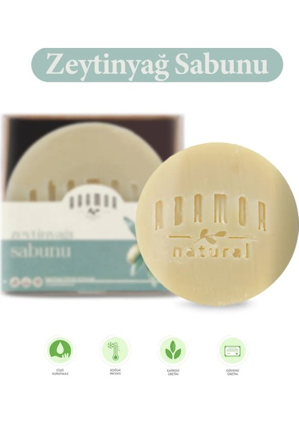 Abamor Natural Zeytinyağı (Hamam) Sabunu Soğuk Pres Natürel Sızma Zeytinyağı Sabunu 100 Gr