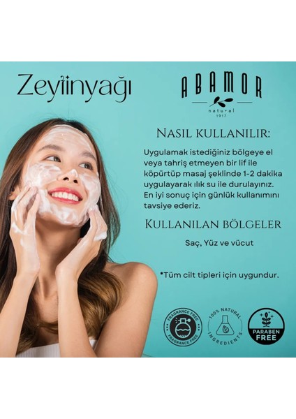 Abamor Natural Zeytinyağı (Hamam) Sabunu Soğuk Pres Natürel Sızma Zeytinyağı Sabunu 100 Gr