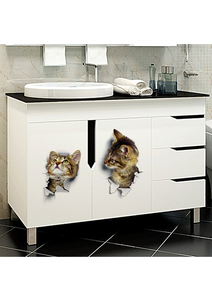 Siyah Stil 1 Bilgisayar Kedi Canlı 3D Duvar Sticker Anahtarı Banyo Tuvalet Mutfak Dekoratif Çıkartmaları Komik Hayvanlar Dekor Etiket Posteri Pvc Duvar Sanatı Dıy (Yurt Dışından)