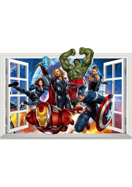 NO.1465 Tarzı Çizgi Film Avengers Duvar Çıkartmaları Çocuk Odaları Için Ev Dekor 3D Etkisi Dekoratif Duvar Çıkartmaları Diy Duvar Sanatı Pvc Posterler Sanat (Yurt Dışından)