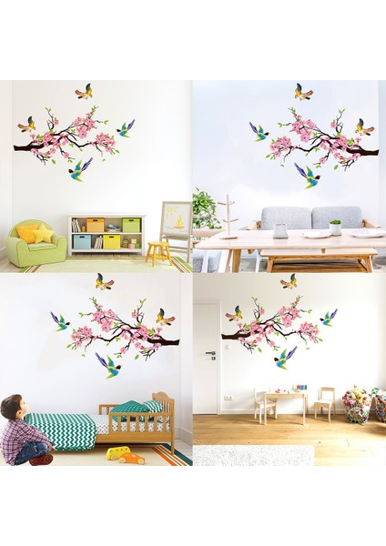 No.9 Stili Suluboya Kiraz Çiçeği Çocuk Duvar Çıkartmaları Kabuğu ve Yapıştır Çıkarılabilir Çocuk Odası Yatak Odası Oturma Odası Dekorasyon (Yurt Dışından) modelleri