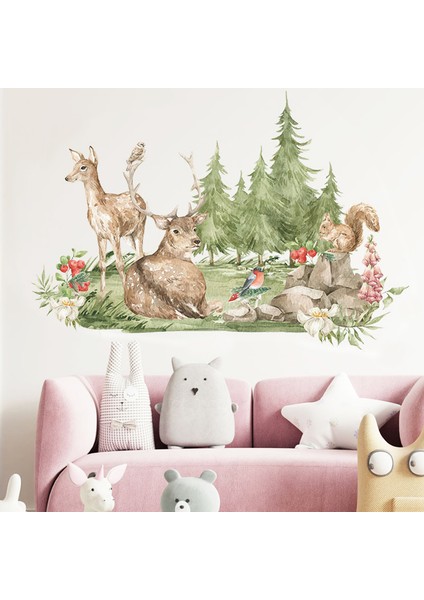 D Tarzı Karikatür Orman Hayvan Duvar Çıkartmaları Çocuk Odaları Için Erkek Odası Yatak Odası Dekorasyon Duvar Kağıdı Orman Duvar Çıkartmaları Çocuk Odası Için (Yurt Dışından) modelleri