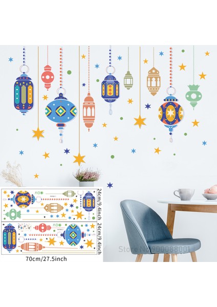FX7555 Tarzı Ay Yıldız Ramazan Duvar Çıkartmaları Fener Süs Dıy Çıkartması Duvar Eid Mubarak Dekorasyon Ev Için Uslim Ramazan Kareem Hediye (Yurt Dışından)