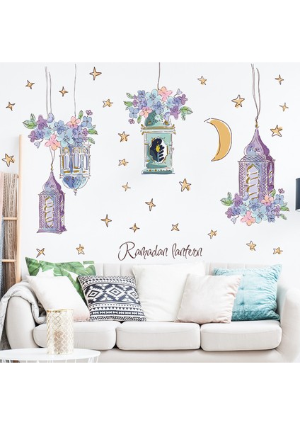 FX7555 Tarzı Ay Yıldız Ramazan Duvar Çıkartmaları Fener Süs Dıy Çıkartması Duvar Eid Mubarak Dekorasyon Ev Için Uslim Ramazan Kareem Hediye (Yurt Dışından) fırsatları