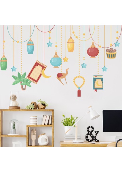 FX7555 Tarzı Ay Yıldız Ramazan Duvar Çıkartmaları Fener Süs Dıy Çıkartması Duvar Eid Mubarak Dekorasyon Ev Için Uslim Ramazan Kareem Hediye (Yurt Dışından) indirimleri