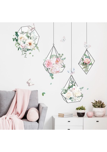 Bir Stil Taze Çiçekler Asılı Sepet Duvar Çıkartmaları Oturma Odası Yatak Odası Kanepe Arka Plan Dekorasyon Duvar Kağıdı Güzelleştirmek Sticker Ev Dekor (Yurt Dışından) fiyatları