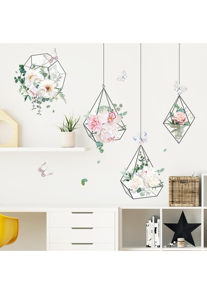 Bir Stil Taze Çiçekler Asılı Sepet Duvar Çıkartmaları Oturma Odası Yatak Odası Kanepe Arka Plan Dekorasyon Duvar Kağıdı Güzelleştirmek Sticker Ev Dekor (Yurt Dışından) fırsatları