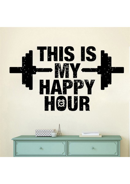 Yeşil Stil 58X33CM Bu Benim Mutlu Saatim Spor Salonu Alıntılar Duvar Sticker Vinil Dekorasyon Odası Fitness Kulübü Çıkartmaları Çıkarılabilir Vücut Geliştirme Duvar (Yurt Dışından) modelleri
