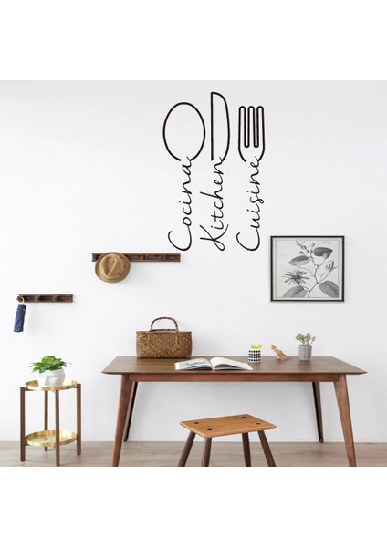 Kahve Tarzı 56CMYÜKSEKX36CMGENIŞLIĞINDE Ispanyol Fransız Aşçı Mutfak Bıçağı Çatal Kaşık Duvar Sticker Yemek Odası Cocina Mutfağı Duvar Çıkartması Mutfak Vinil (Yurt Dışından)