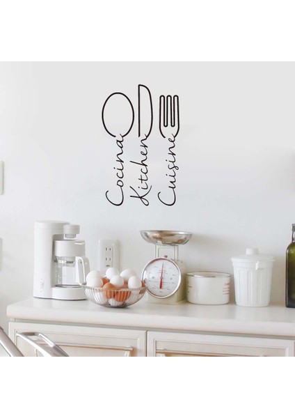 Kahve Tarzı 56CMYÜKSEKX36CMGENIŞLIĞINDE Ispanyol Fransız Aşçı Mutfak Bıçağı Çatal Kaşık Duvar Sticker Yemek Odası Cocina Mutfağı Duvar Çıkartması Mutfak Vinil (Yurt Dışından)