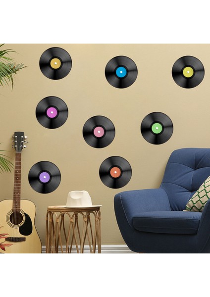 8 Adet Vinil Kayıt Duvar Çıkartmaları Renkli Vintage Kayıtları Parti Görüntüler Için Etiketler Bülten Tahtası Süslemeleri Retro Odası Dekor (Yurt Dışından)