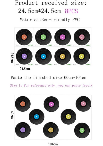 8 Adet Vinil Kayıt Duvar Çıkartmaları Renkli Vintage Kayıtları Parti Görüntüler Için Etiketler Bülten Tahtası Süslemeleri Retro Odası Dekor (Yurt Dışından) fiyatları