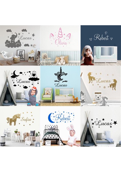 No.8 Tarzı L Boyutu Sevimli Duvar Çıkartmaları Özel Ad Duvar Çıkartması Çocuk Odası Dekor Için Duvar Kağıdı Posteri Bebek Posteri Duvar (Yurt Dışından)