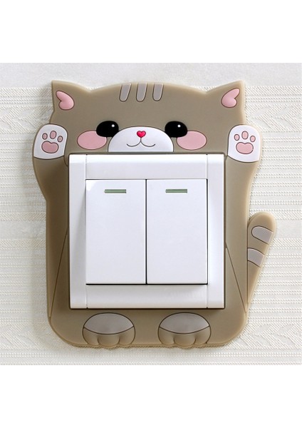 Kedi Stili Karikatür Aydınlık 3D Elektrik Düğmesi Çıkartması Dıy Duvar Dekorasyonu Floresan Karanlıkta Parlayan Oturma Odası Çocuk Odası Anahtarı Koruyucu Kapak (Yurt Dışından)