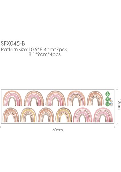 SFX045-B Stili 60X18CM Sevimli Gökkuşağı Duvar Sticker Çocuk Odası Ev Dekorasyon Hediyeler Için Karikatür Desen Çıkartması Kreş 3D Sanat Duvar Kağıdı Posteri (Yurt Dışından)