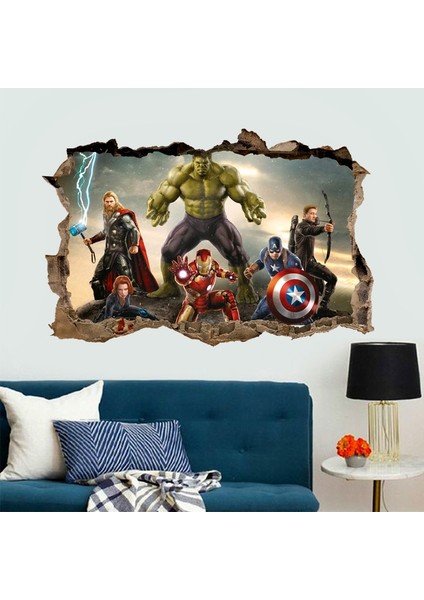 Y008 Tarzı Çizgi Film Avengers Duvar Çıkartmaları Çocuk Odaları Için Ev Dekor 3D Etkisi Dekoratif Duvar Çıkartmaları Diy Duvar Sanatı Pvc Posterler Sanat (Yurt Dışından) indirimleri
