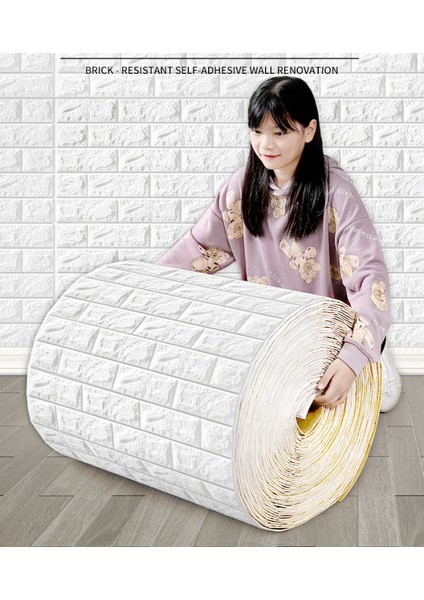 No.28 Tarzı 70X50CM 10 Metre Kendinden Yapışkanlı Duvar Kağıdı Etiket Yumuşak Köpük Tuğla Beyaz Gri Vintage Duvar Oturma Yatak Odası Ev Dekor Kalıp Geçirmez (Yurt Dışından) fiyatları