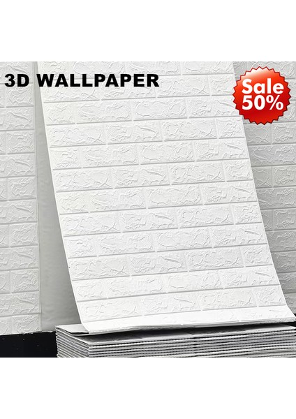 No.28 Tarzı 70X50CM 10 Metre Kendinden Yapışkanlı Duvar Kağıdı Etiket Yumuşak Köpük Tuğla Beyaz Gri Vintage Duvar Oturma Yatak Odası Ev Dekor Kalıp Geçirmez (Yurt Dışından) indirimleri