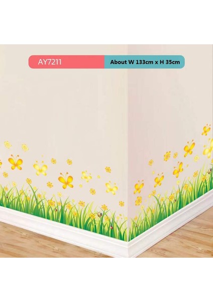 AY7188 Tarzı 70X50CM Lale Sınır Çizgi Oturma Odası Yatak Odası Dekoratif Duvar Sticker Kendinden Yapışkanlı Yeşil Çim Çiçek Çıkartması Duvar Kağıdı Cam Pencere Dekor (Yurt Dışından) indirimleri