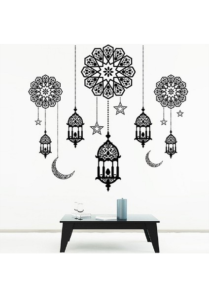 Balleenshiny Müslüman Ramazan Bayramı Ramazan Pencere Çıkartmaları Islam Oturma Odası Yatak Odası Tatil Dekorasyon Kendinden Yapışkanlı Pvc Kağıt (Yurt Dışından) modelleri