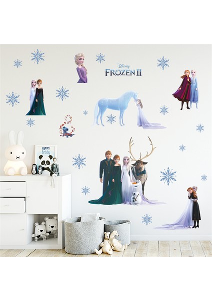 NO.2 tarzı Dondurulmuş Anna Elsa Duvar Çıkartmaları Çocuk Odası Yatak Odası Için DIY Duvar Dekorasyon çıkartmaları 3D Prenses Anna Film Afişleri (Yurt Dışından) fiyatları