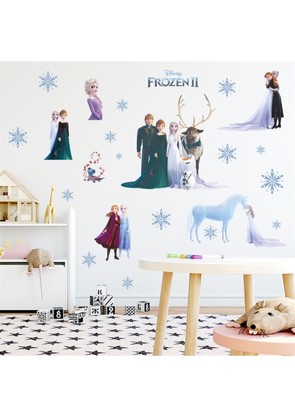 NO.2 tarzı Dondurulmuş Anna Elsa Duvar Çıkartmaları Çocuk Odası Yatak Odası Için DIY Duvar Dekorasyon çıkartmaları 3D Prenses Anna Film Afişleri (Yurt Dışından) fırsatları