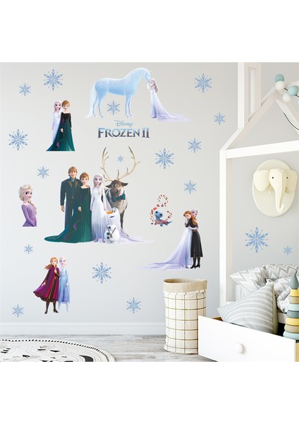 NO.2 tarzı Dondurulmuş Anna Elsa Duvar Çıkartmaları Çocuk Odası Yatak Odası Için DIY Duvar Dekorasyon çıkartmaları 3D Prenses Anna Film Afişleri (Yurt Dışından) indirimleri