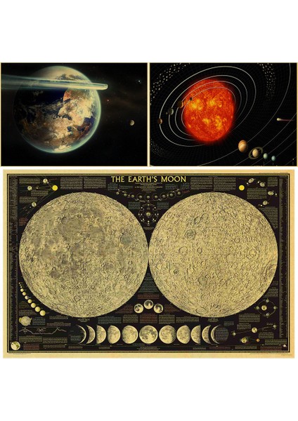 Gri Tarzı 42X30CM Astronomi Bilim Serisi Vintage Kraft Kağıt Poster Dünyanın Ay Topografik Harita Güneş Sistemi Çıkartmalar Bar Ev Dekor Için (Yurt Dışından) fiyatları