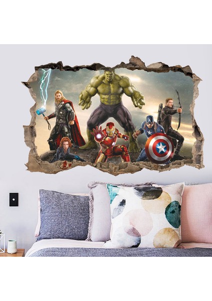 No.5 Tarzı 3D Avengers Dıy Duvar Çıkartmaları Oturma Odası Yatak Odası Duvar Dekorasyonu Süper Kahraman Film Posteri Duvar Çıkartmaları Çocuk Odaları Için (Yurt Dışından)