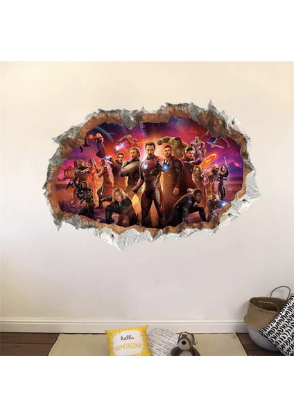 No.5 Tarzı 3D Avengers Dıy Duvar Çıkartmaları Oturma Odası Yatak Odası Duvar Dekorasyonu Süper Kahraman Film Posteri Duvar Çıkartmaları Çocuk Odaları Için (Yurt Dışından)